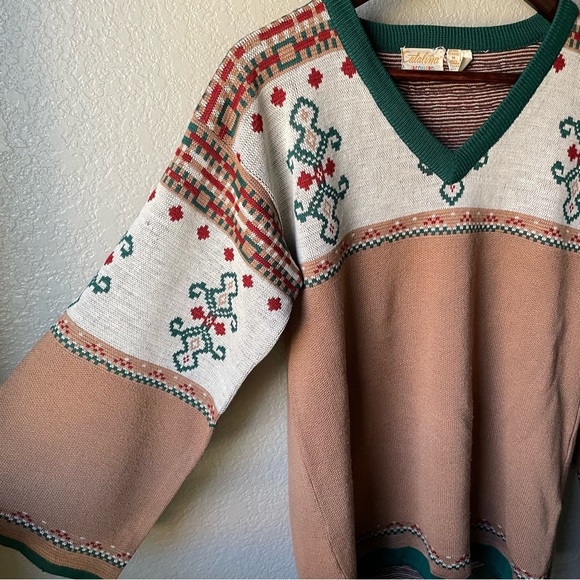 Vintage Catalina Jacquard Wool Southwestern Aztec Bell Sleeve Sweater Medium - Picture 4 of 9